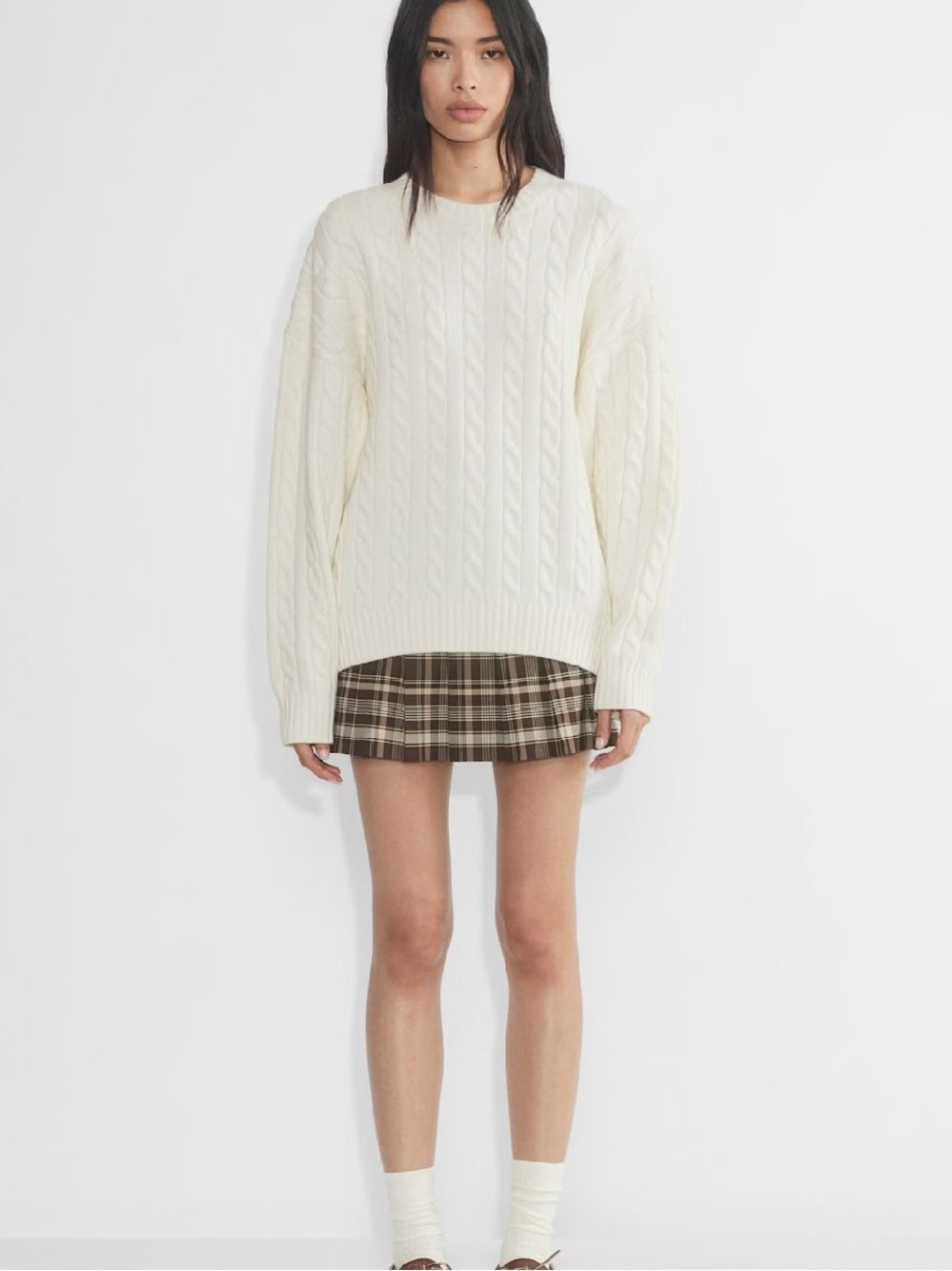 Aritzia Sunday Best Peggy Cable Sweater Whisper White Large